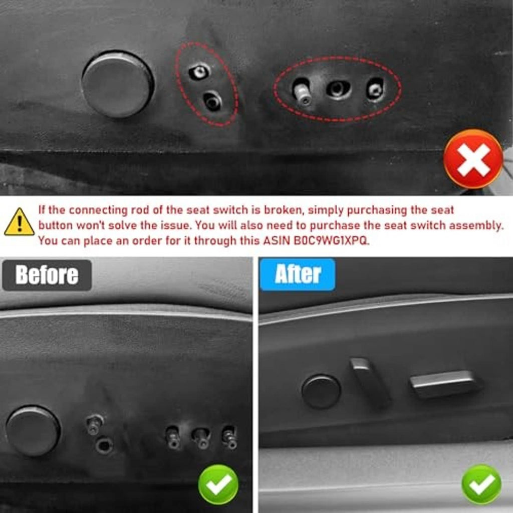 Right seat switch panel close-up with round control and two adjustment button openings