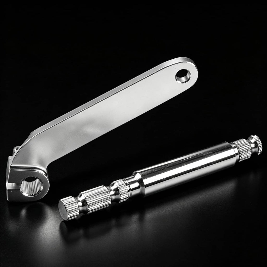 Chrome metal inner shift shifter arm lever with mounting hole and screw seat