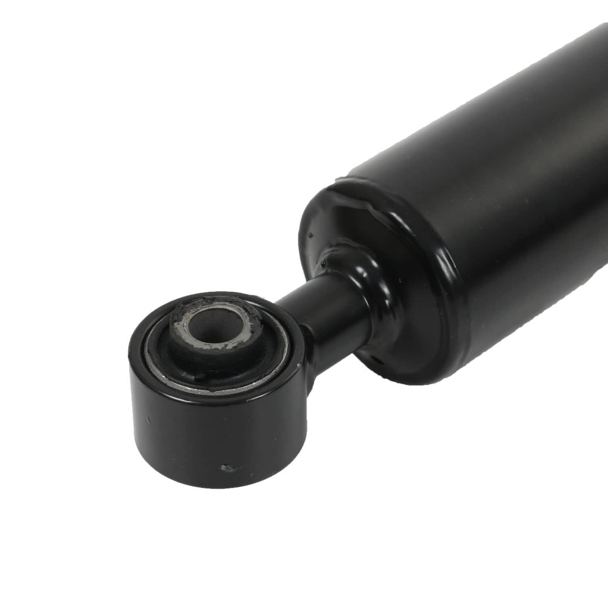 Adjustable coilover shock strut: black mounting bushing and end bracket
