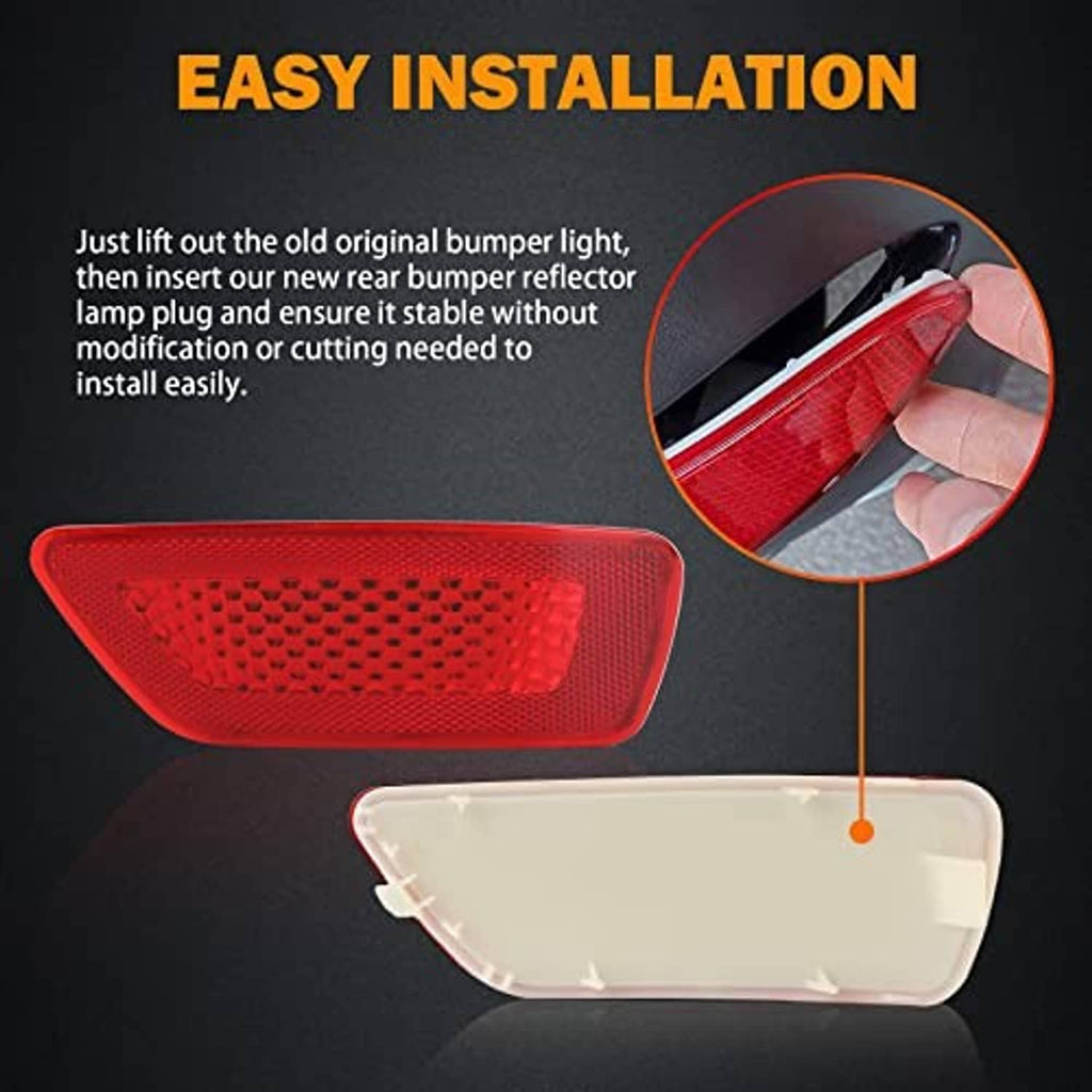 Red rear bumper reflector light with white ABS housing for easy install
