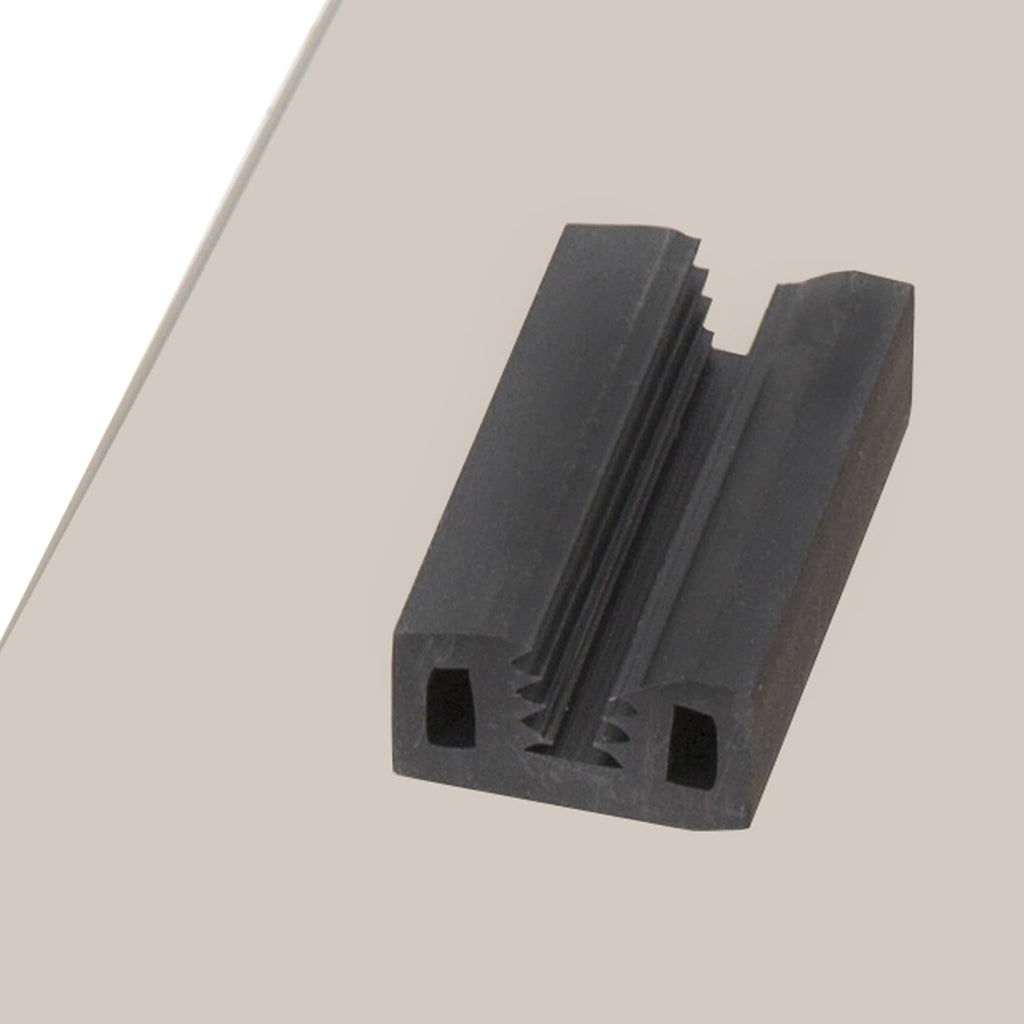 Close-up of black mounting bracket on tinted flip windshield panel