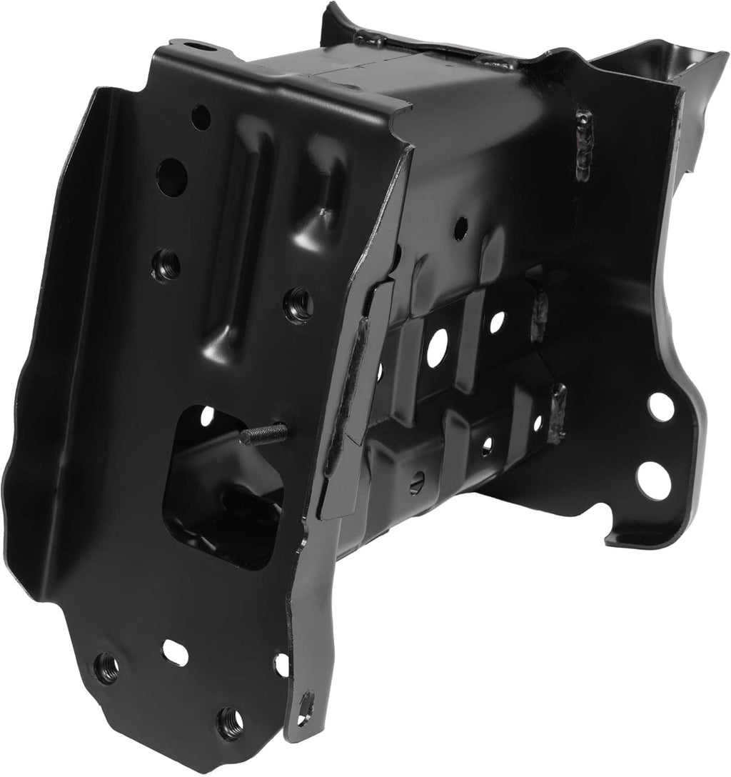 Front bumper reinforcement bracket, black steel plate with multiple mounting holes
