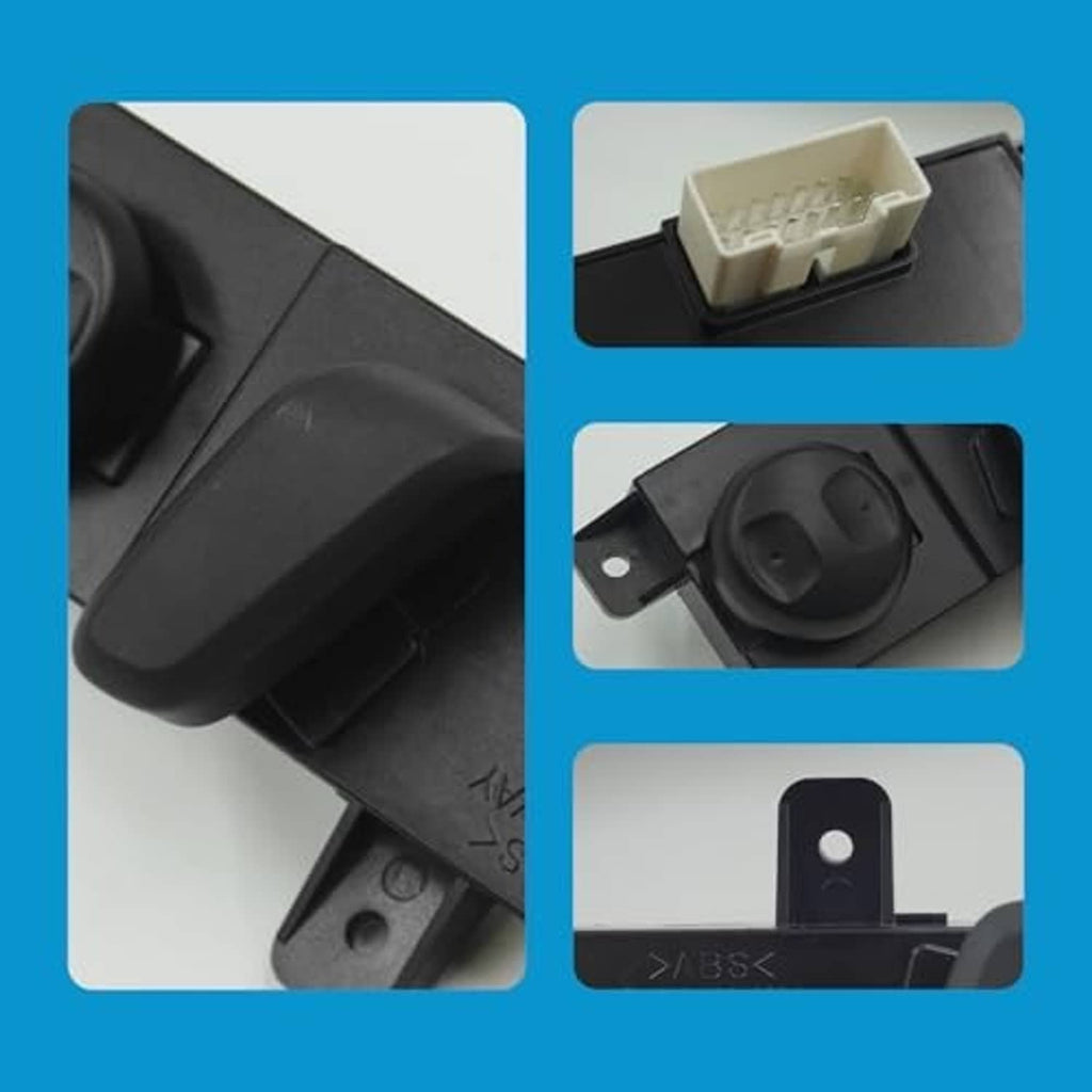 Black power seat switch close-up showing circular knob, buttons, and mounting clip.