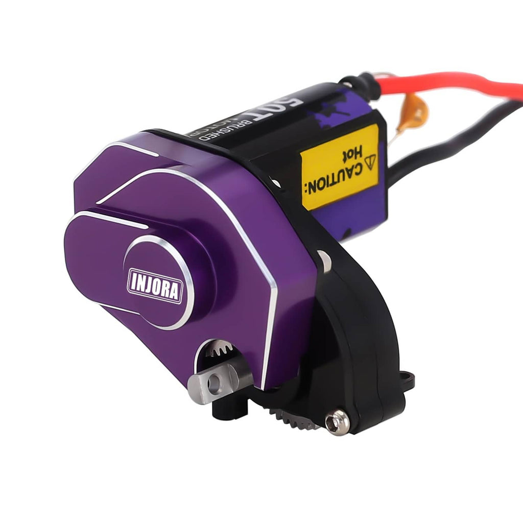 INJORA brushed motor with complete transmission, purple and black housing, red/black wires