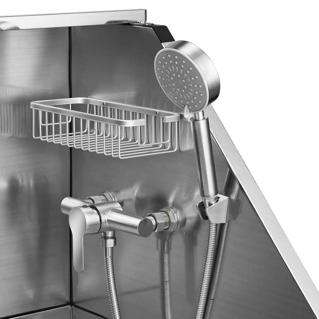 Stainless steel shower faucet set with spray head and flexible hoses