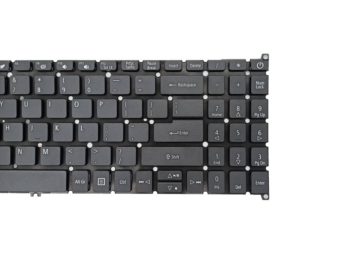 Black replacement laptop keyboard close-up with Enter, Shift, and arrow keys