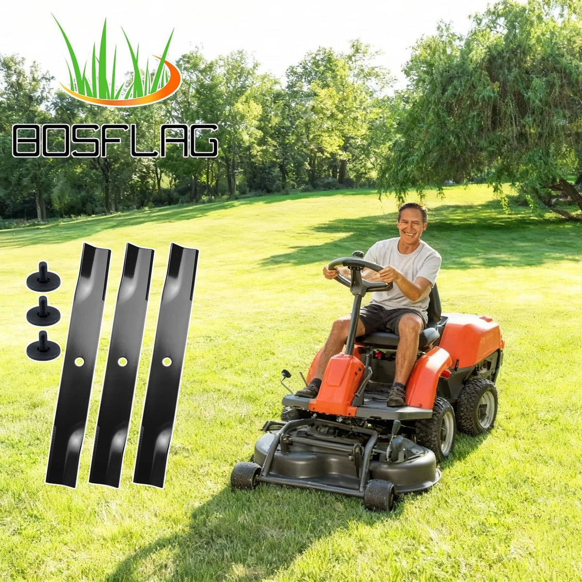 BOSFLAG Toro 3-pack mower blades with mounting bolts and center holes