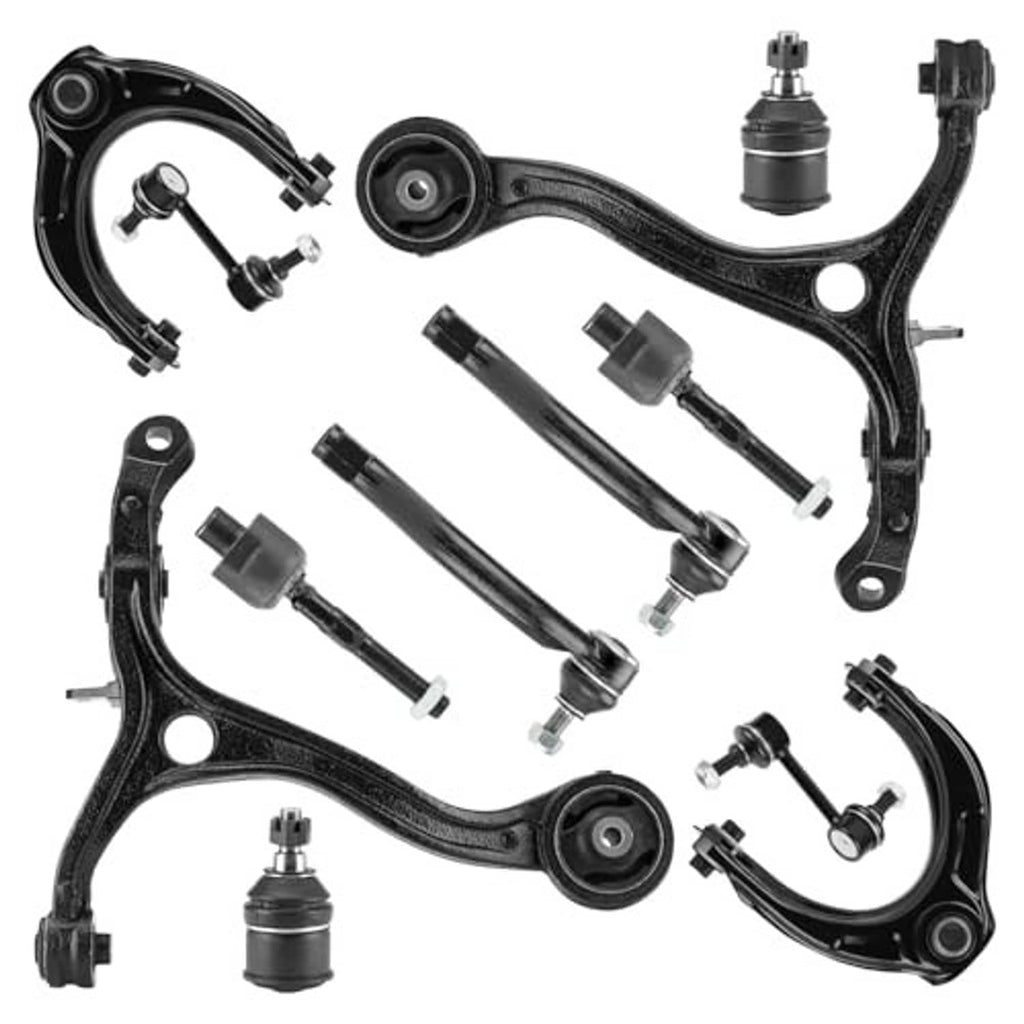 Assorted front control arm components with bushings and ball joint ends