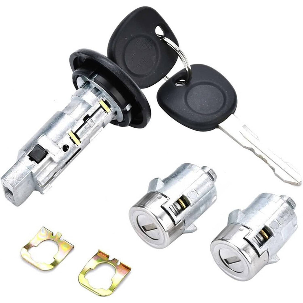 Ignition key cylinder with two keys and two door lock cylinder cores
