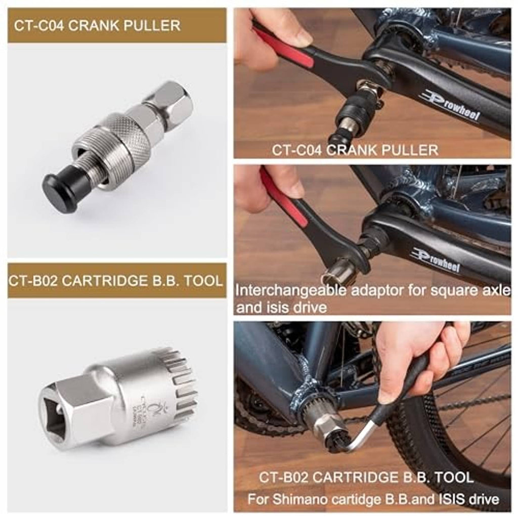 Crank puller tool and cartridge bottom-bracket tool with interchangeable adapter