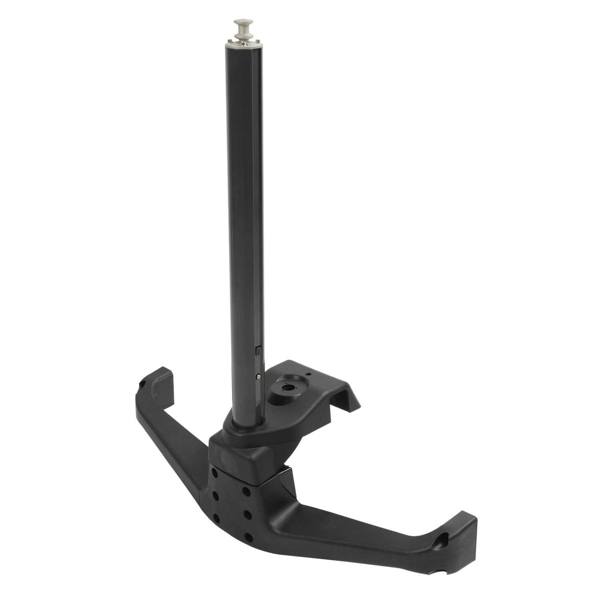 Black water ski wake pylon with U-shaped base and securing holes