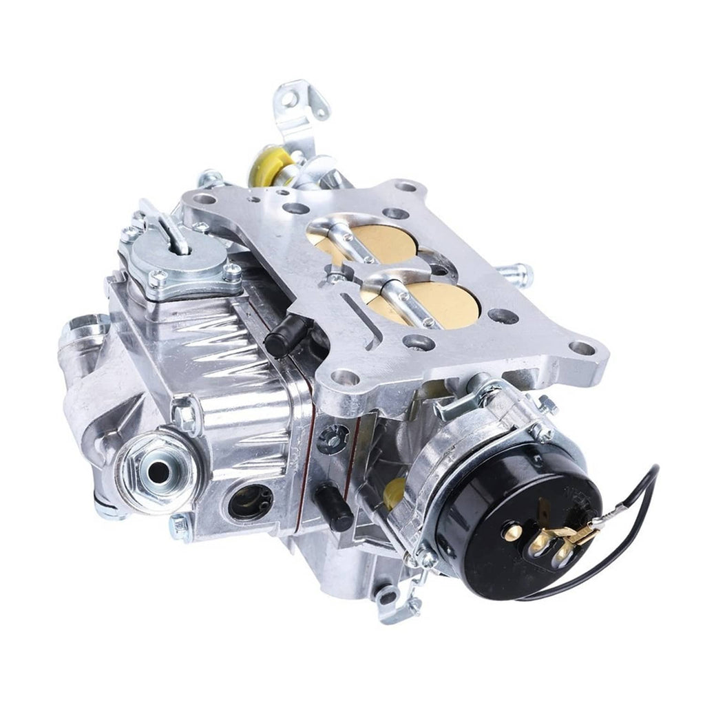 2BBL electric choke carburetor with silver housing, vacuum ports, and choke housing