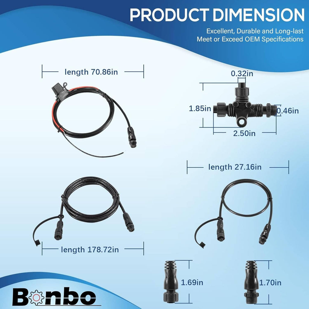 NMEA 2000 starter kit cable harness with length-marked connectors and loops