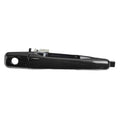 Black exterior front passenger door handle with keyhole cutout and mounting hardware