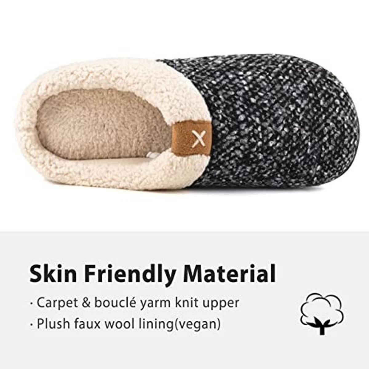 Men's sherpa-lined slip-on slippers with open plush lining showing tan interior