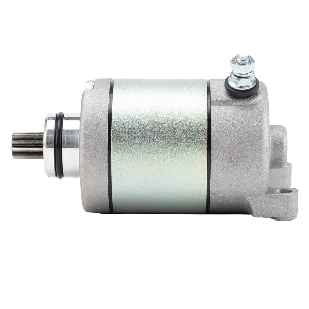 Starter motor housing with black seal ring and exposed drive shaft