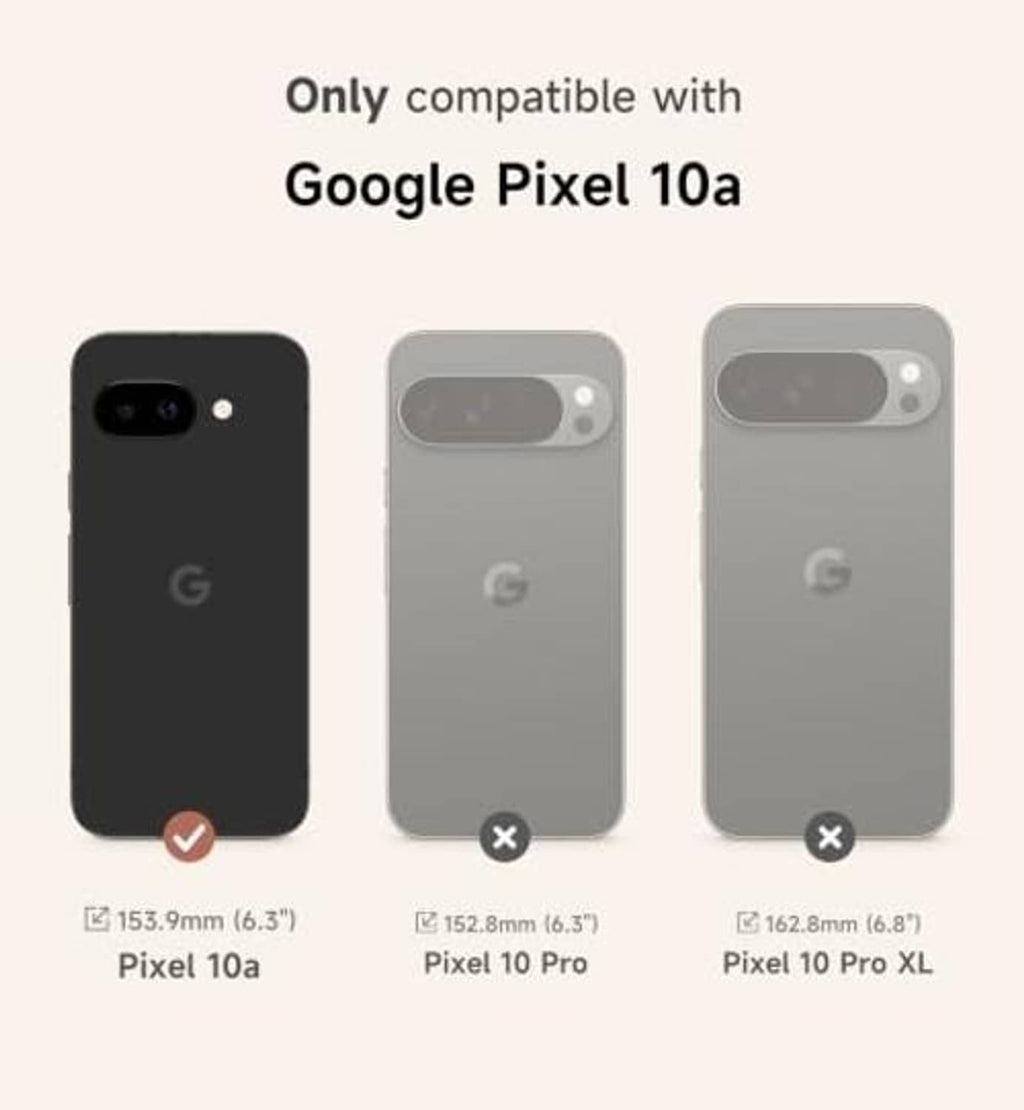 Phone case compatibility diagram showing fit for Google Pixel 10a