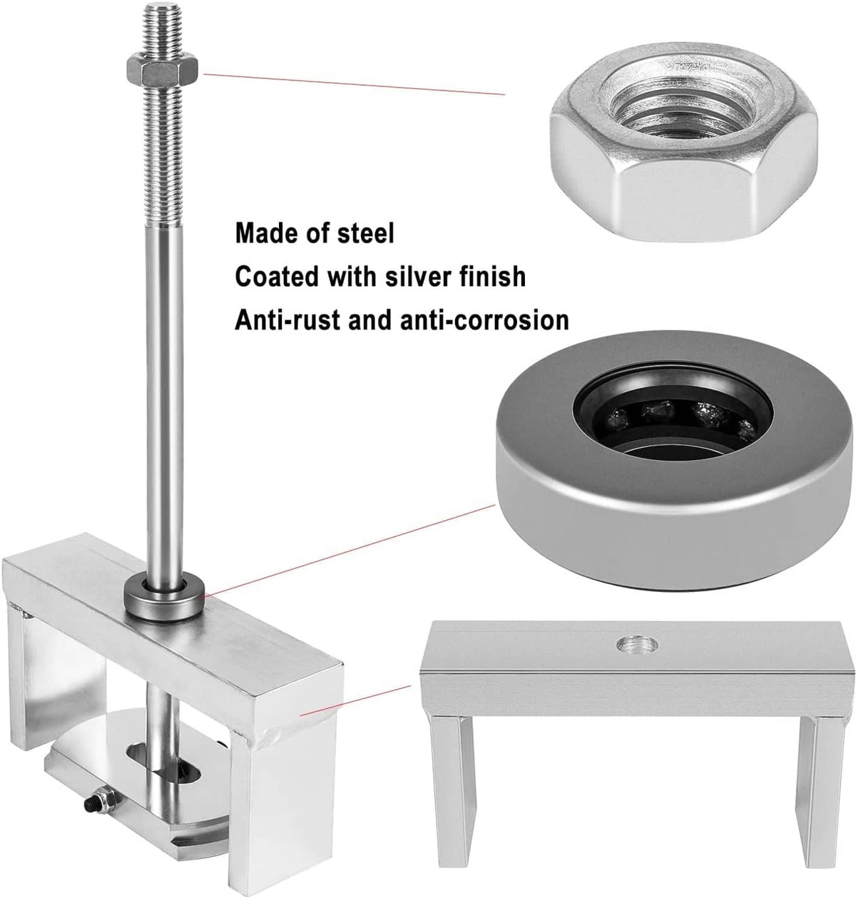Cylinder sleeve puller tool made of steel with silver anti-corrosion finish