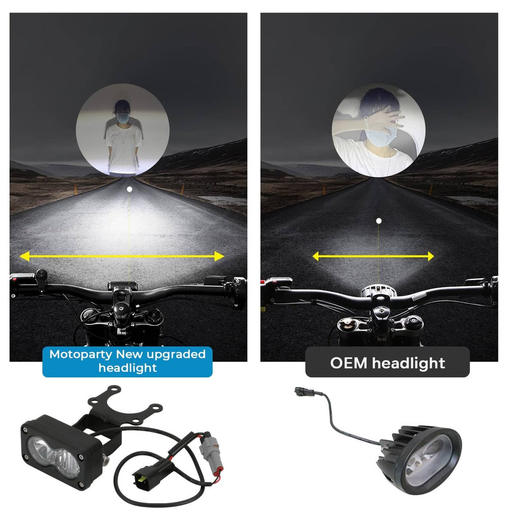 Adjustable black 3-inch LED headlight with mounting bracket and wiring harness