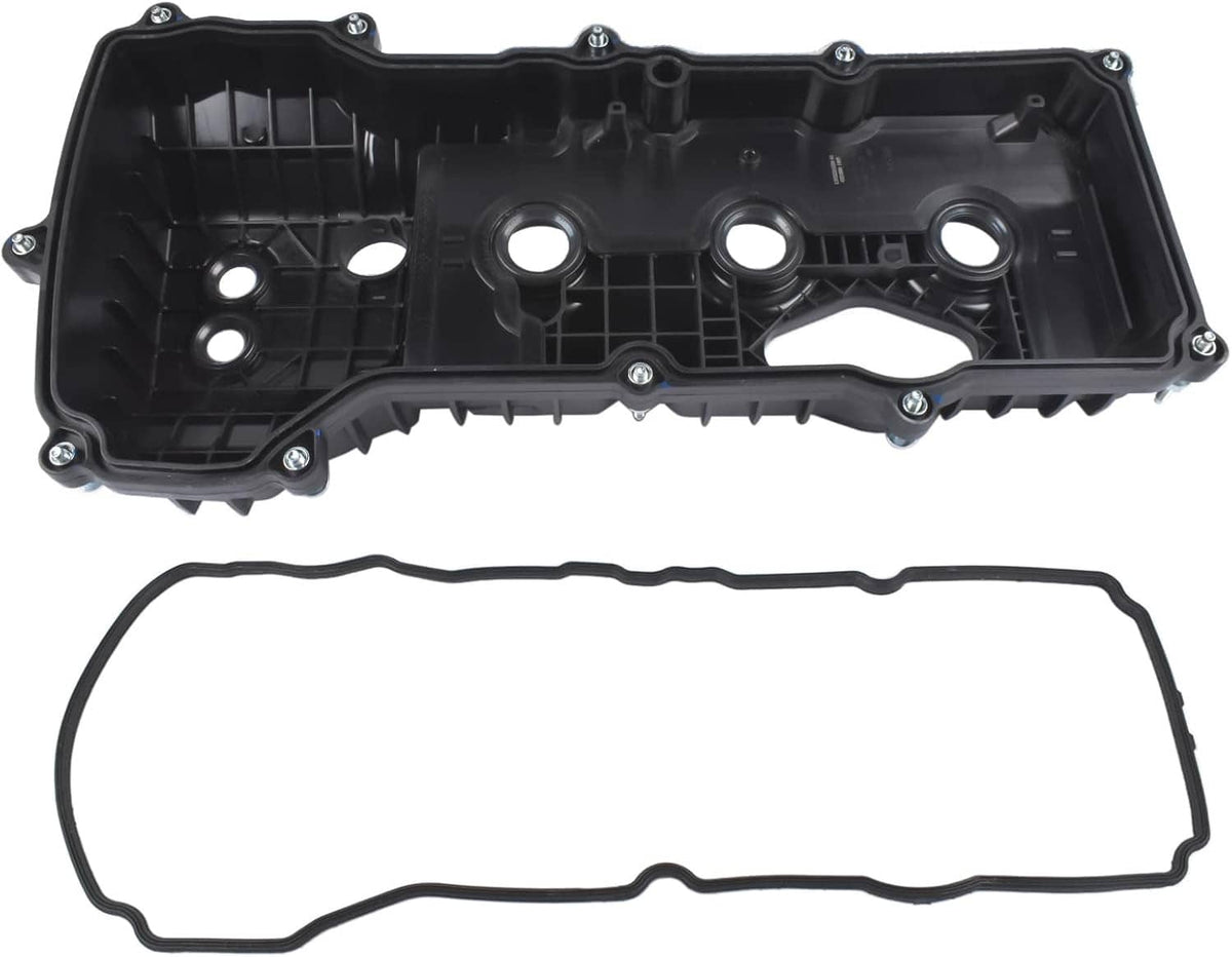 Left-side valve cover interior with circular openings and molded ribs; gasket included