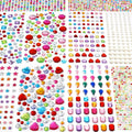 Multicolor self-adhesive rhinestone sticker sheet featuring hearts, stars, and diamonds