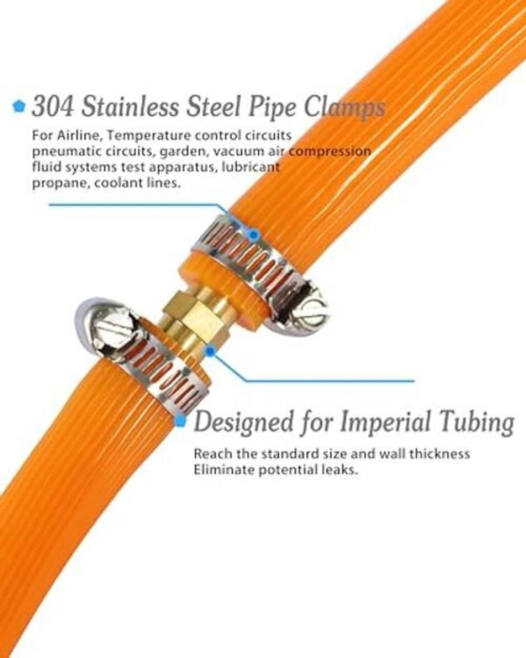 Brass hose barb fitting with stainless steel pipe clamp securing a tube