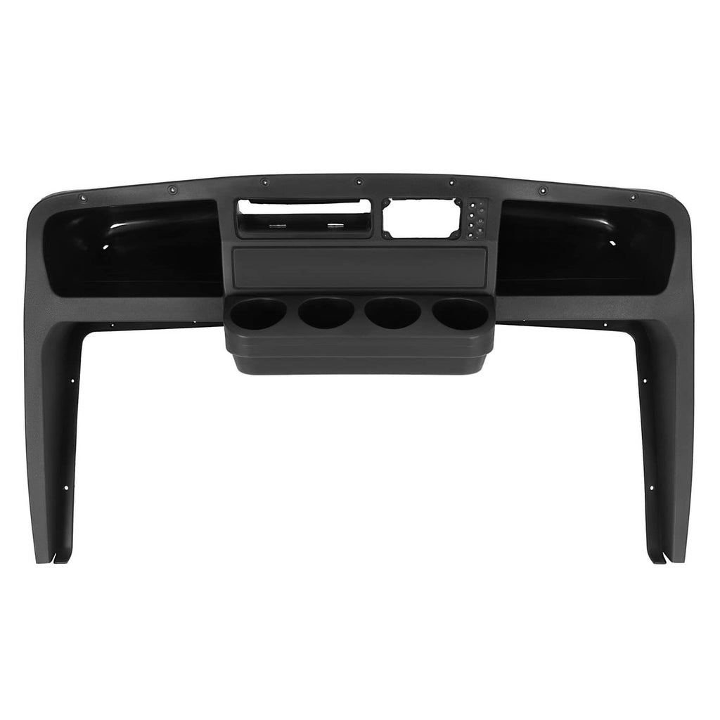 Dash cover with built-in screen cutouts and four round cup-holder openings