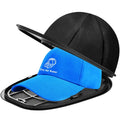 Black hat washer cage with mesh holding a black ball cap with brim