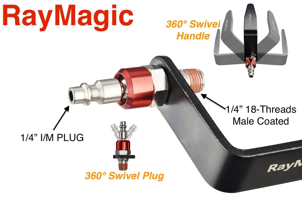Black steel rafter hook hanger with red sleeve and 1/4 and 1/4-18 coated male threads