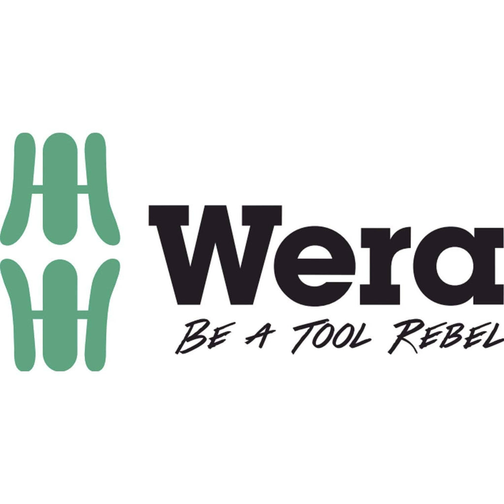Wera logo and slogan graphic with green handle icon