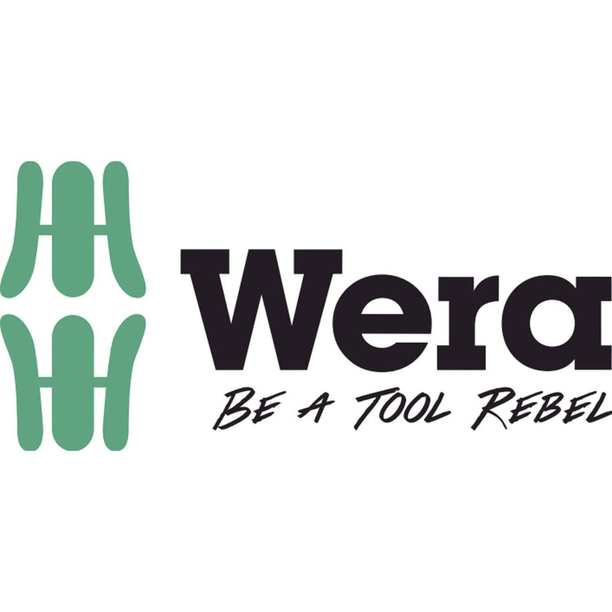 Wera logo and slogan graphic with green handle icon