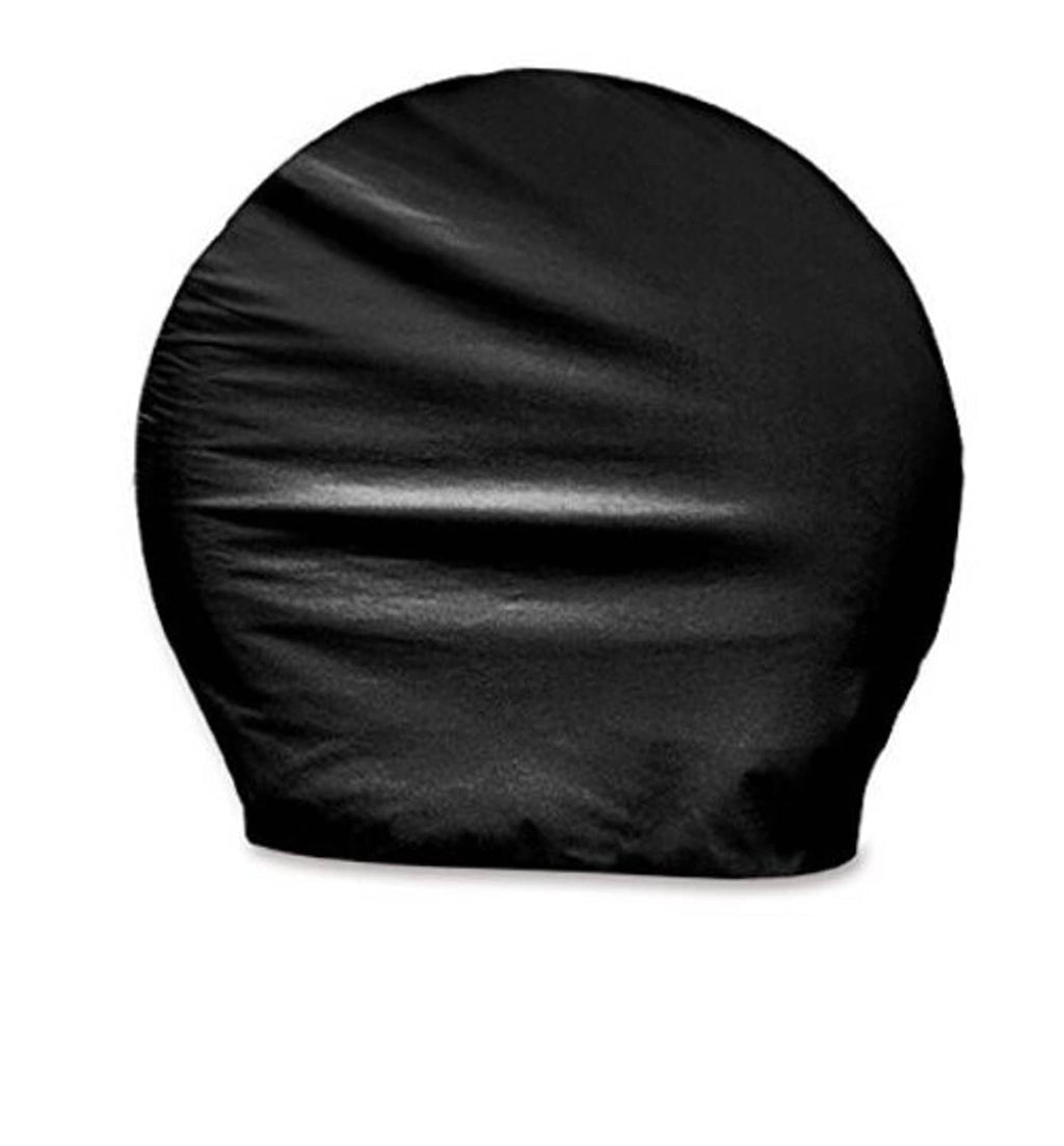 Black vinyl wheel cover cap with smooth dome top and elastic edge