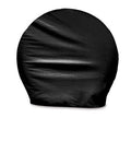Black vinyl wheel cover cap with smooth dome top and elastic edge