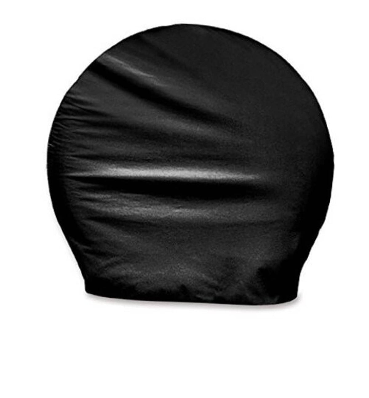 Black vinyl wheel cover cap with smooth dome top and elastic edge