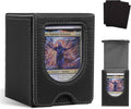 Black card deck box with front PVC display window for holding double-sleeved cards