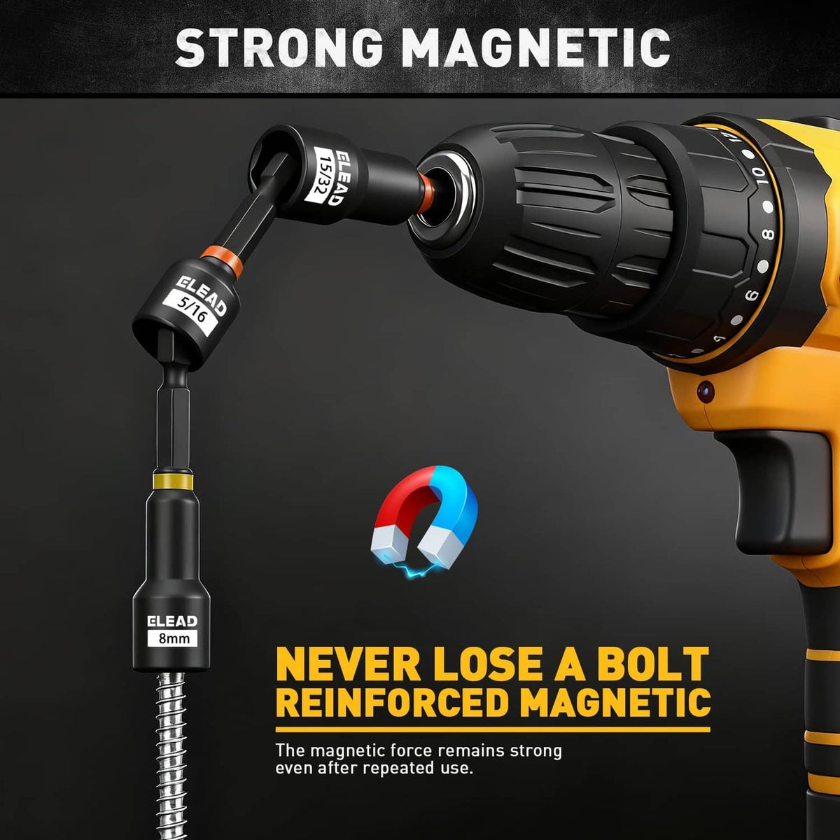 Magnetic impact nut driver tool with reinforced magnetic pickup bit