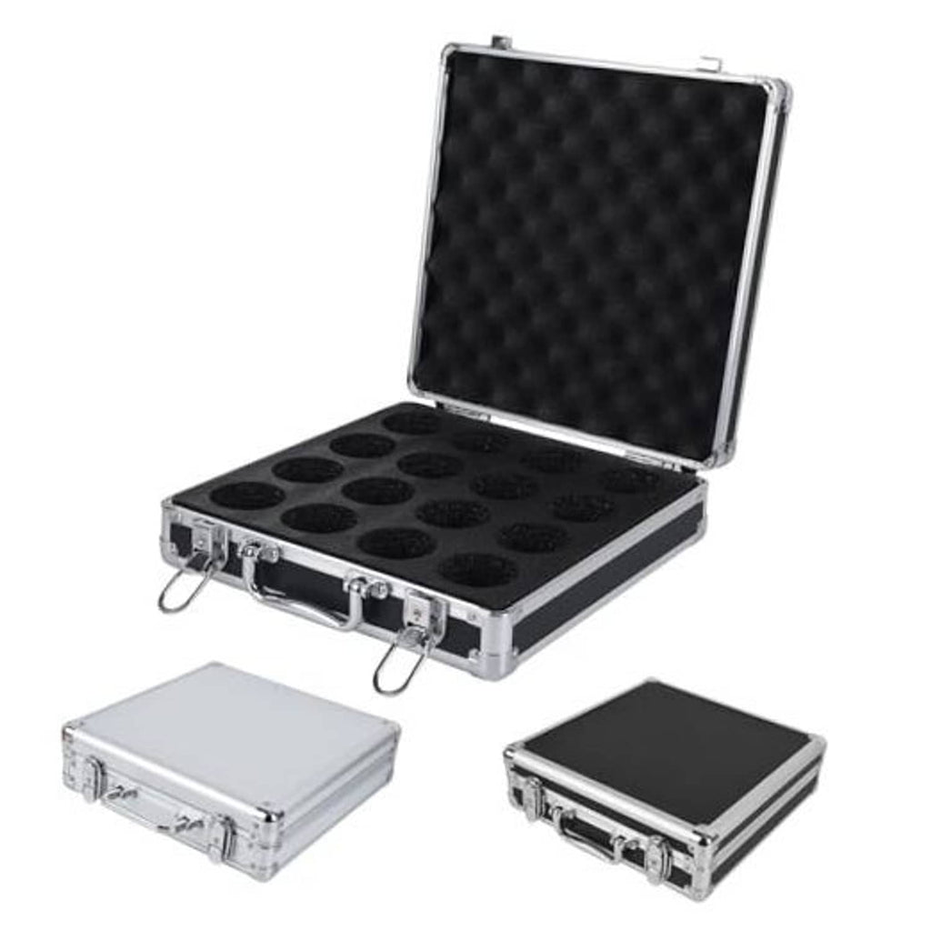 Billiards ball storage case with open lid and black foam insert holding ball slots