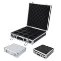 Billiards ball storage case with open lid and black foam insert holding ball slots