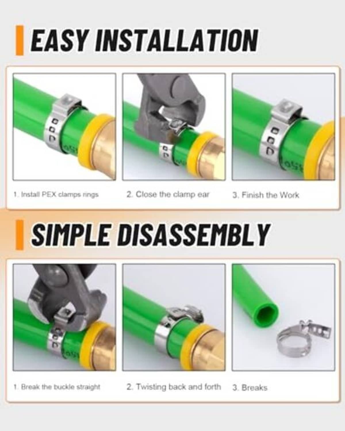 Stainless steel single-ear crimp hose clamp with buckle for quick installation