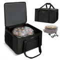 Black pool ball cleaner storage bag with padded lid, carry handles, and open compartment