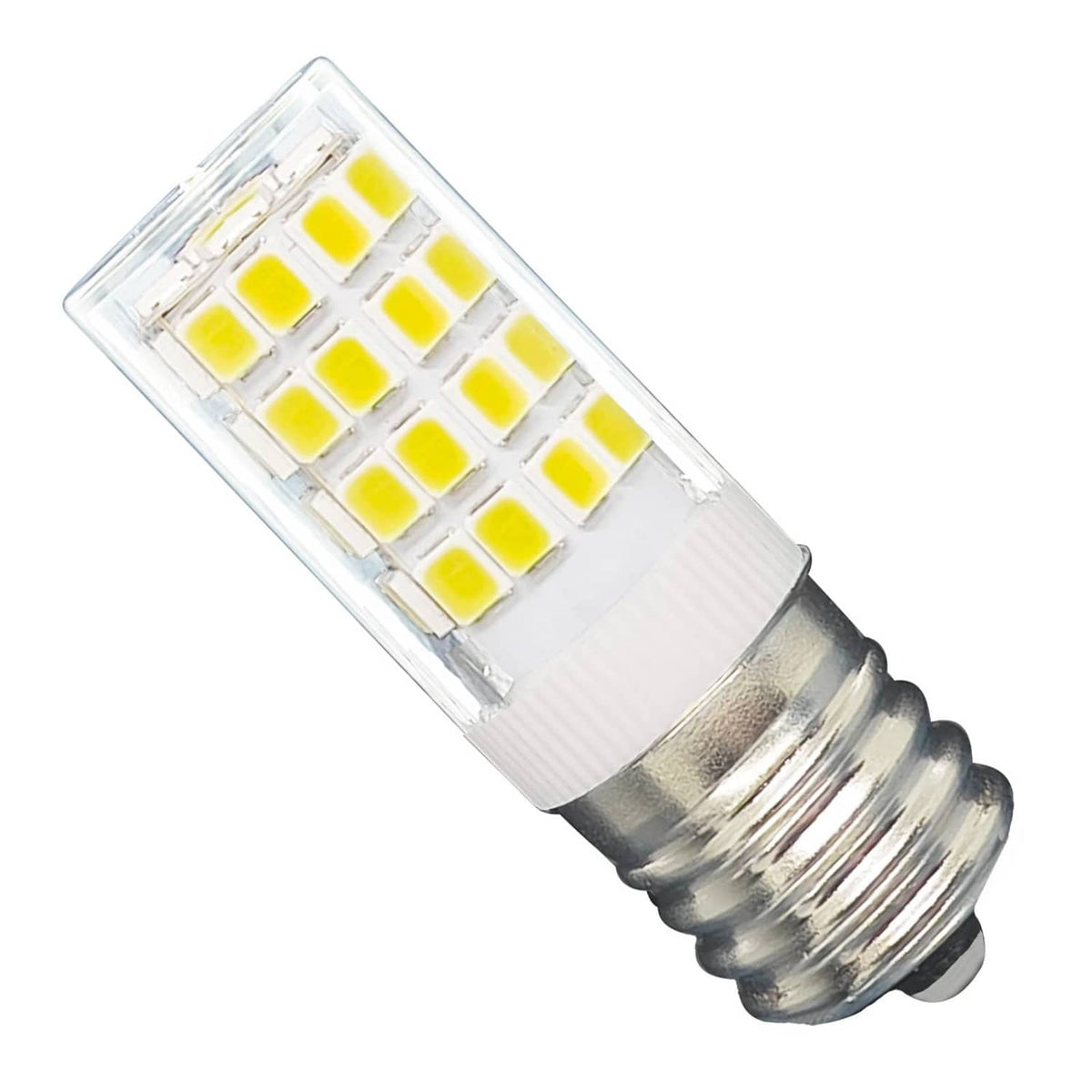 LED refrigerator bulb with clear cover, yellow chip array, and E17 screw base