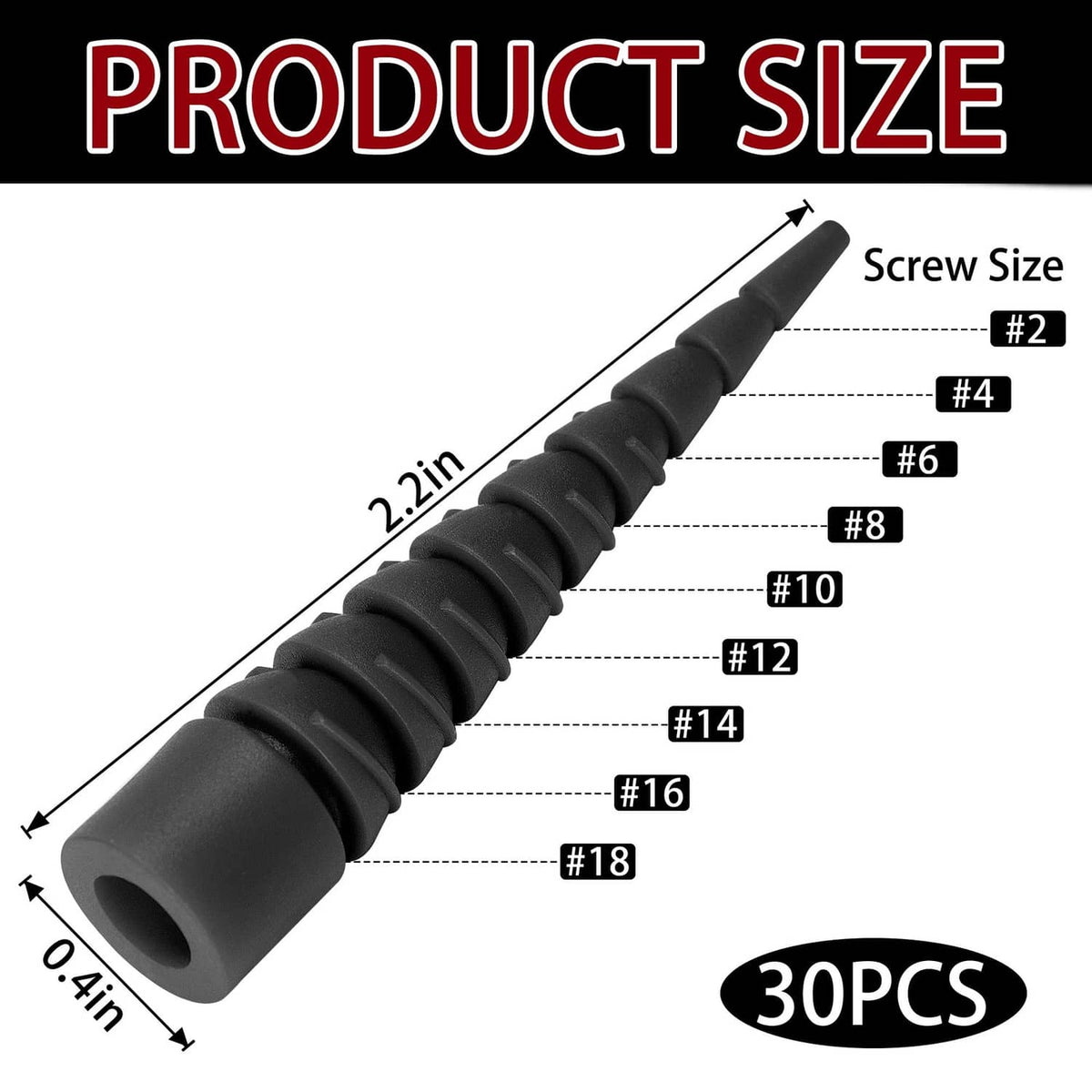 Black wood anchor repair kit with 30pcs, measuring 2.2 in length