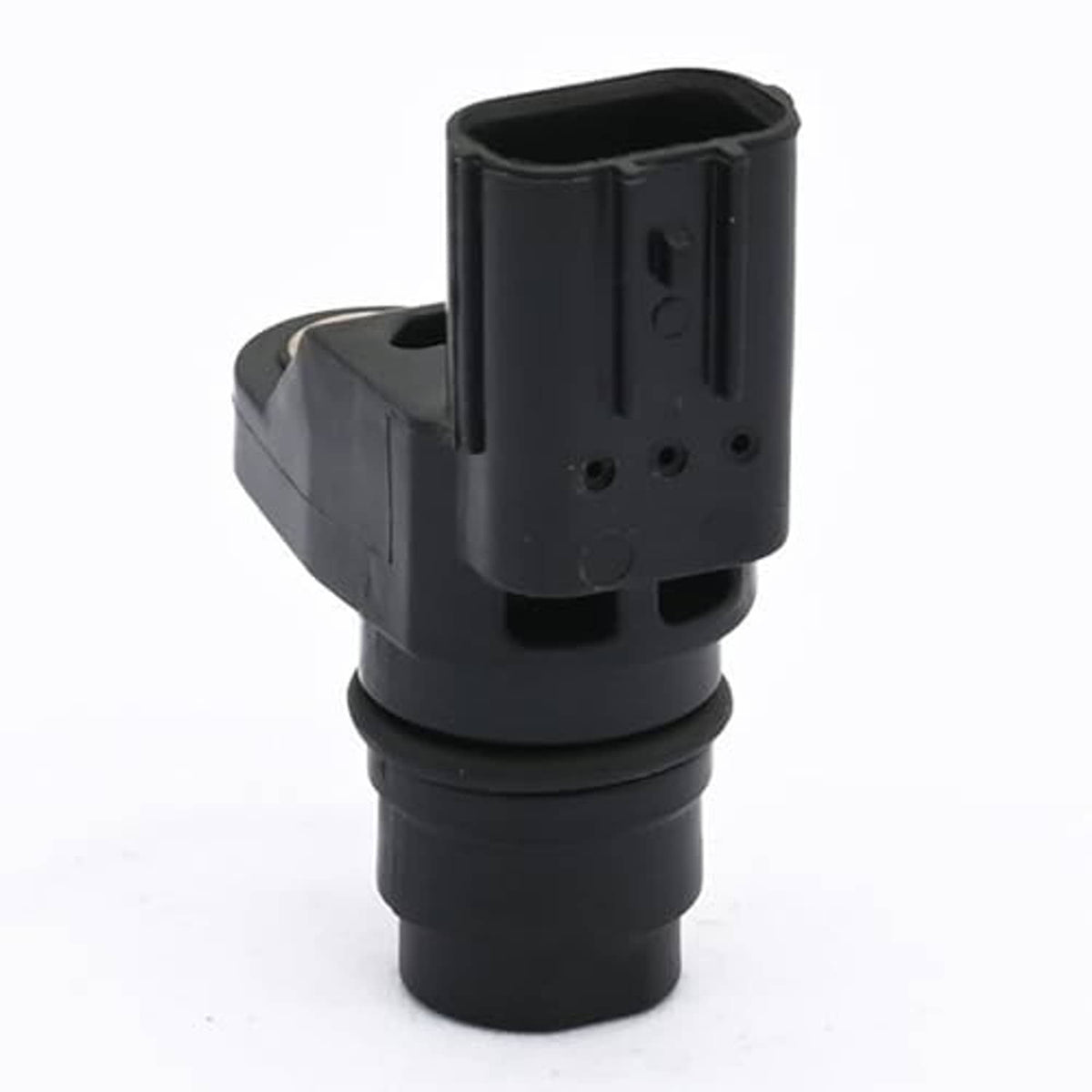 Black camshaft position sensor, rear connector end with gold terminal on housing