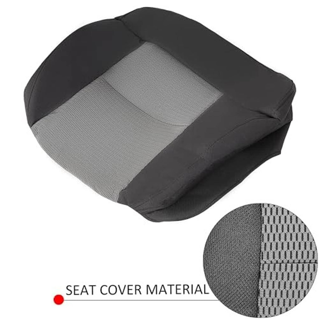 Dark gray driver-side seat cover with light gray textured mesh insert