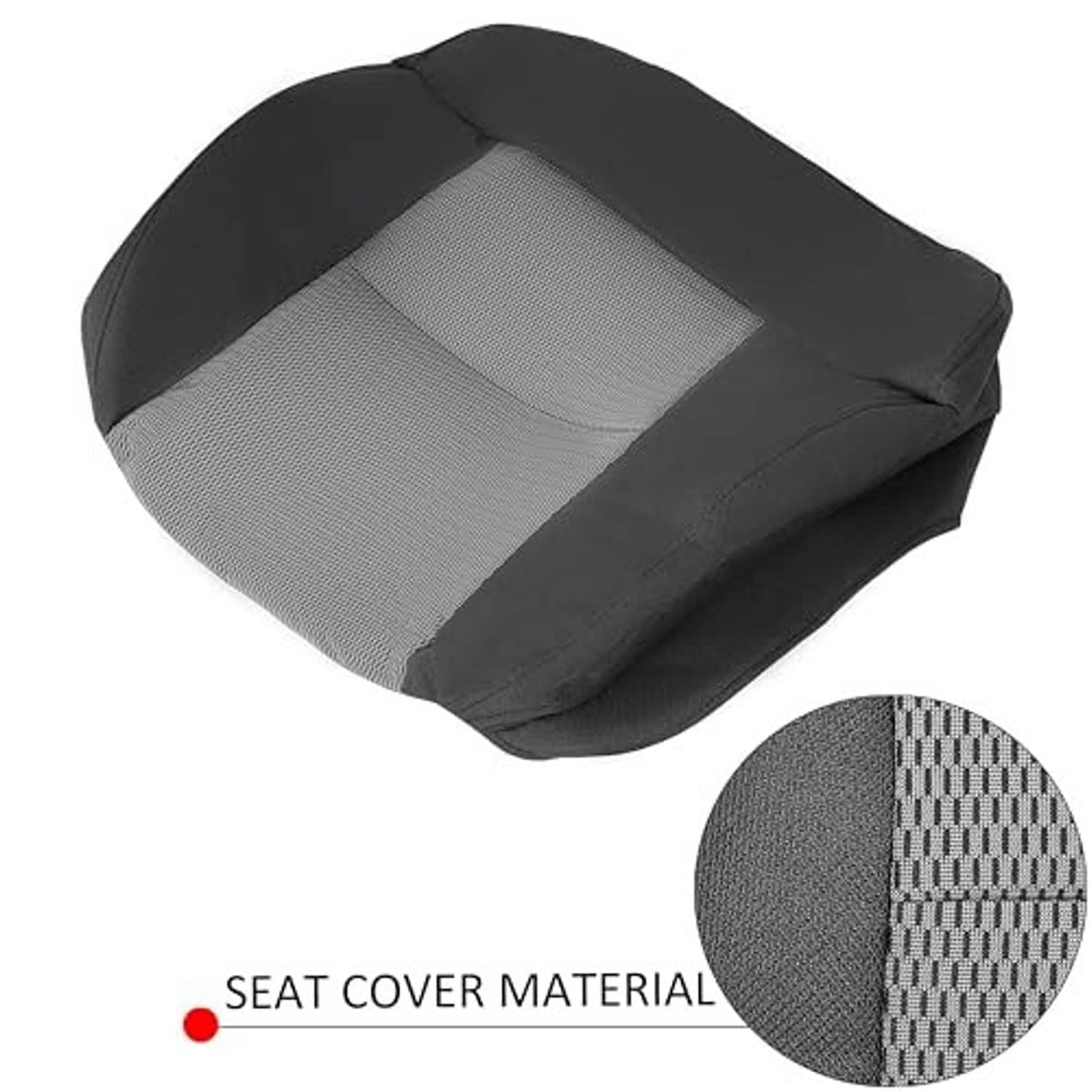 Dark gray driver-side seat cover with light gray textured mesh insert