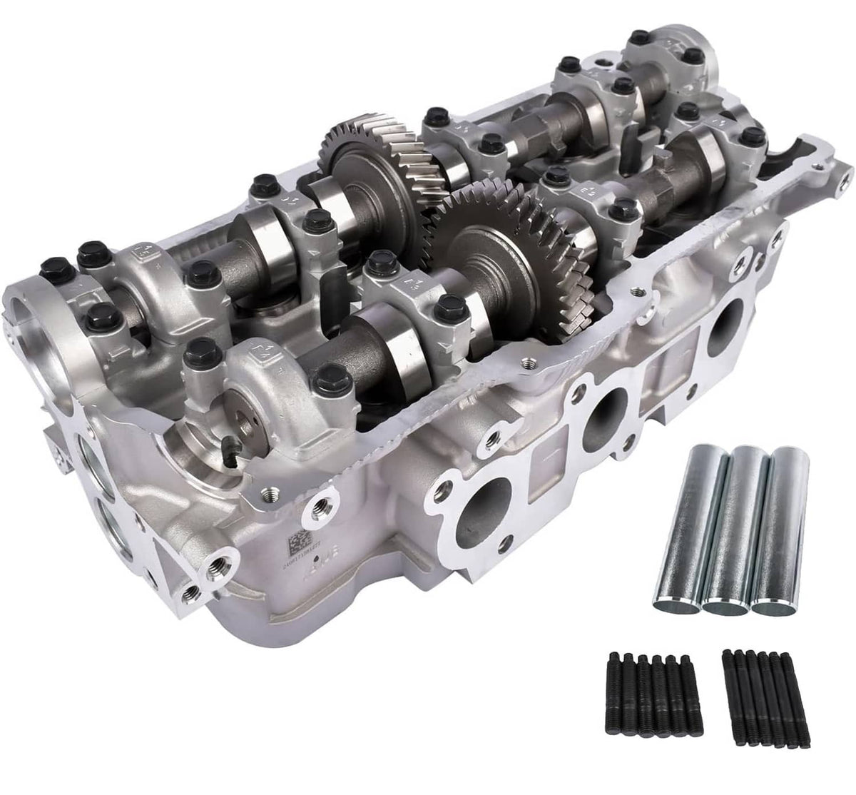 Right cylinder head assembly with camshafts and valve train parts, metal finish