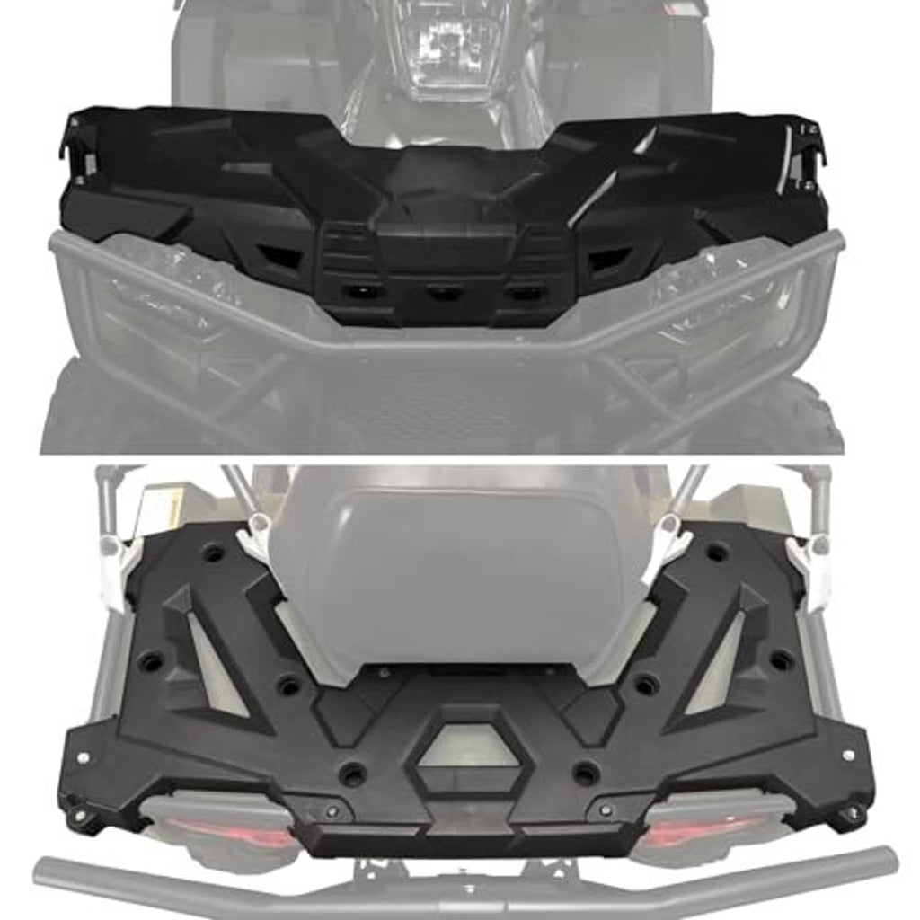Black front cargo rack platform with integrated mounting points and gray support