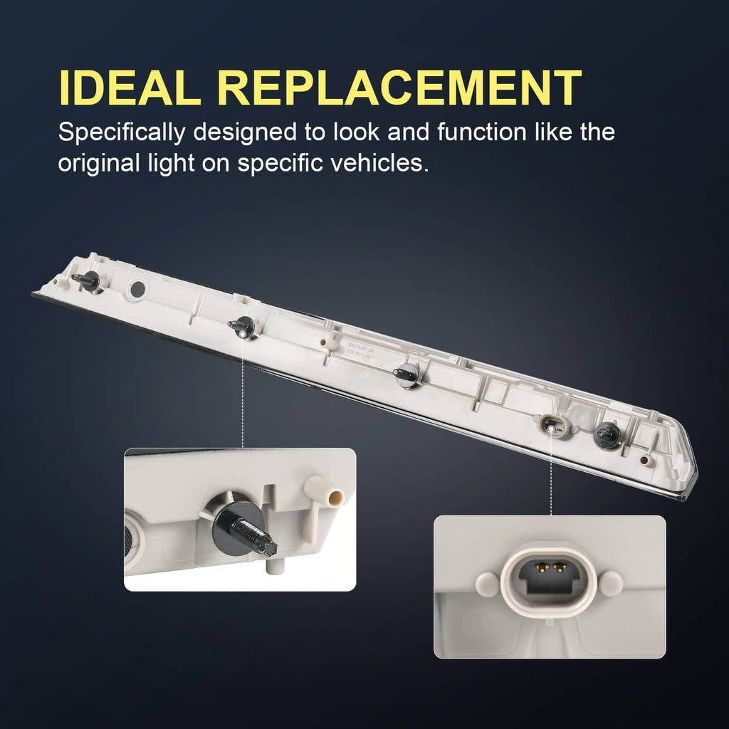 LED brake light bar with mounting holes and visible electrical connector