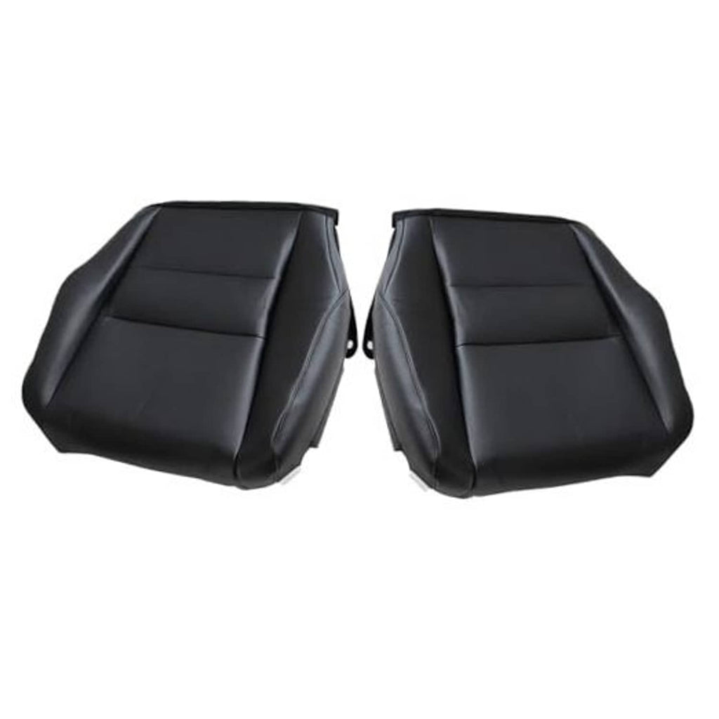 Black leather-look replacement front seat bottom covers, two-piece set with stitched panels