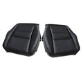 Black leather-look replacement front seat bottom covers, two-piece set with stitched panels